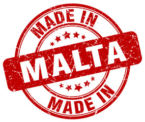 made in Malta red grunge round stamp