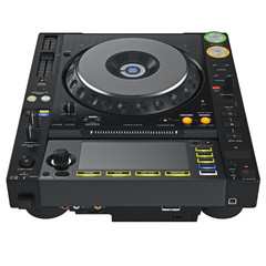 Fototapeta premium Professional dj turntable music player digital equipment. 3D graphic