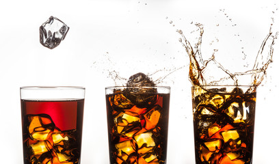 Cola drink ice splash