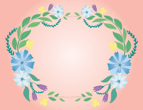 pastel flower crown and space background vector
