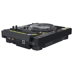 Black dj mixer music table, digital display equipment. 3D graphic