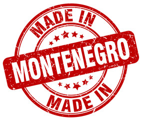 made in Montenegro red grunge round stamp