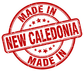 made in New Caledonia red grunge round stamp