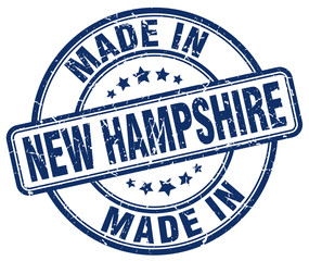 made in New Hampshire blue grunge round stamp