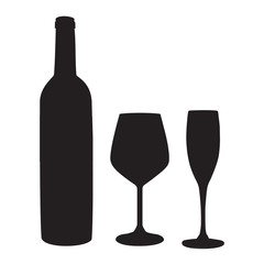 Bottle and glasses