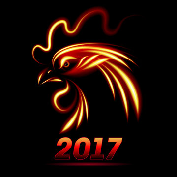 Fiery rooster image. Symbol of 2017 by the Chinese calendar