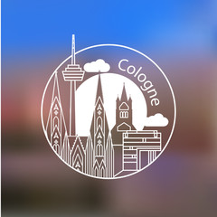 Koln vector linear logo. Trendy stylish landmarks. Great St. Martin Church, Cologne Cathedral the symbol of Cologne, Germany.