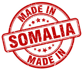 made in Somalia red grunge round stamp