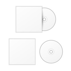 Blank white compact disk with cover mock up template