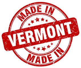 made in Vermont red grunge round stamp