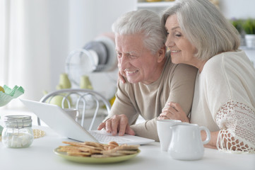 Senior couple  with laptop