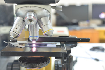 Close up of microscope at the laboratory