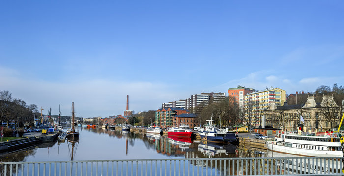 River Aura In Turku (Abo) Finland.