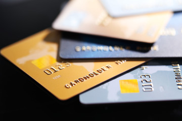 Credit cards, close up