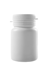 White plastic medicine bottle isolated on white