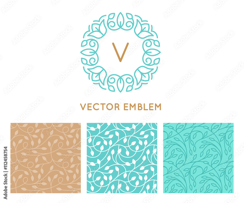 Aufkleber vector set of logo design templates, seamless patterns and signs