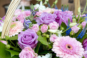 Beautiful bouquet of flowers with a purple rose