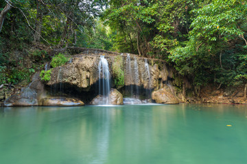 Waterfall erawan with rock