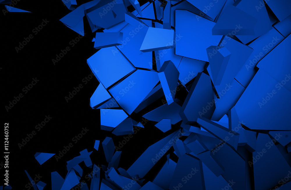 Poster abstract 3d rendering of cracked surface. background with broken shape. wall destruction. explosion 