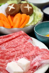 Homemade Japanese traditional food SUKIYAKI