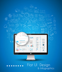 Business Solution and Idea Conceptual background with a desktop pc