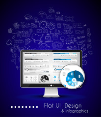 Business Solution and Idea Conceptual background with a desktop pc