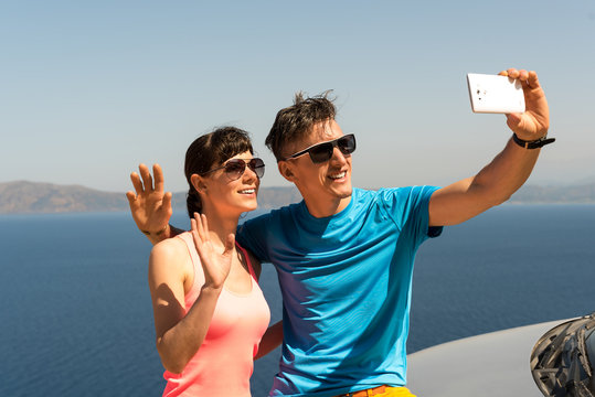 young couple getting a selfie