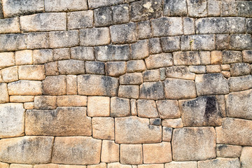 Machu Picchu rock wall, Cusco, Peru, South America. A UNESCO Wor