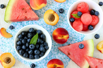 Dessert of fresh fruit and berries