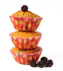Muffins with berries isolated