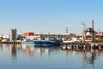 Fototapeta na wymiar Ships in the Marina in Ventspils in Latvia