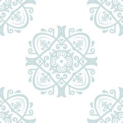 Oriental vector classic pattern. Seamless abstract background with repeating elements. Light, blue, white