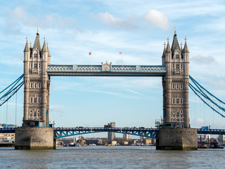 Fototapeta na wymiar Tower Bridge seen from a River Bus in London