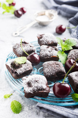 Homemade chocolate cherry brownie cake