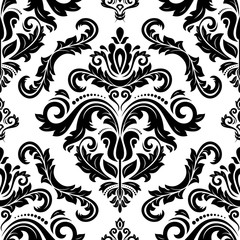 Fototapeta premium Oriental vector classic pattern. Seamless abstract background with repeating elements. Black and white pattern