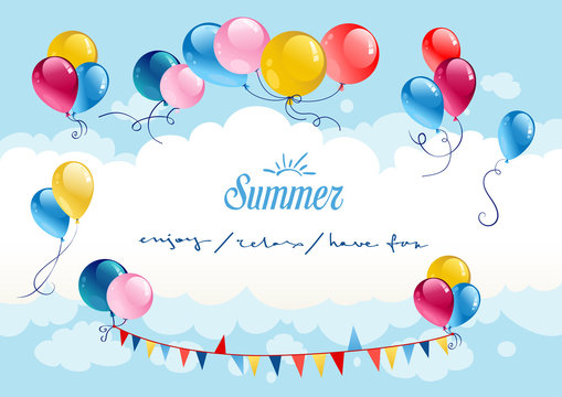 Festive summer background with balloons