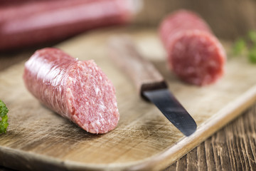 Minced Pork Sausage (German cuisine; selective focus)