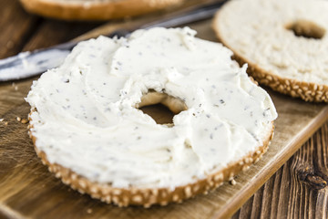 Fresh made cream cheese Bagel