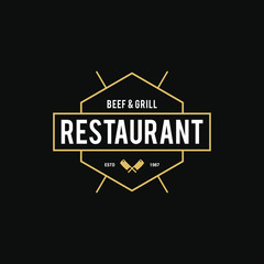 Vintage Restaurant and Cafe badge, label