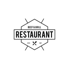 Vintage Restaurant and Cafe badge, label