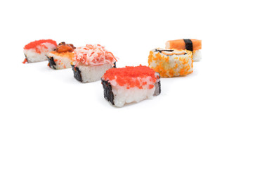 Sushi roll on white background