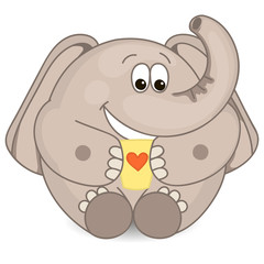 Obraz premium Elephant with a cup