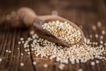 Obraz na płótnie Canvas Pile of puffed Quinoa (selective focus)