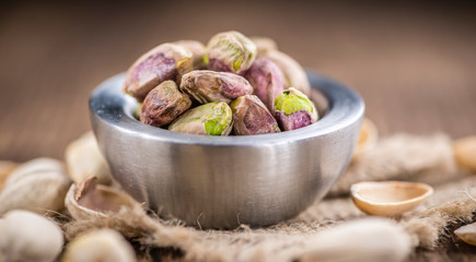 Portion of peeled Pistachios