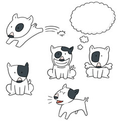 vector set of dog, bull terrier