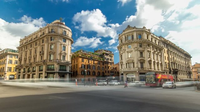 Urban scene timelapse hyperlapsein Rome Italy.