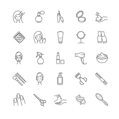 vector beauty, make up and cosmetics icons set