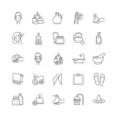 Spa and Beauty thin line vector icons set
