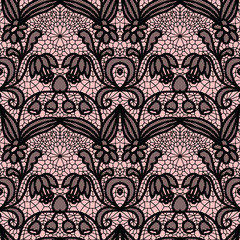Lace seamless pattern with flowers