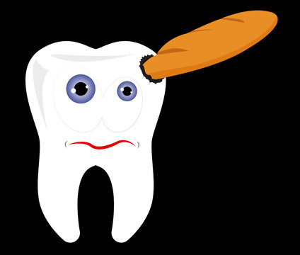 recommend clip art: Ill tooth with bread stuck in his head